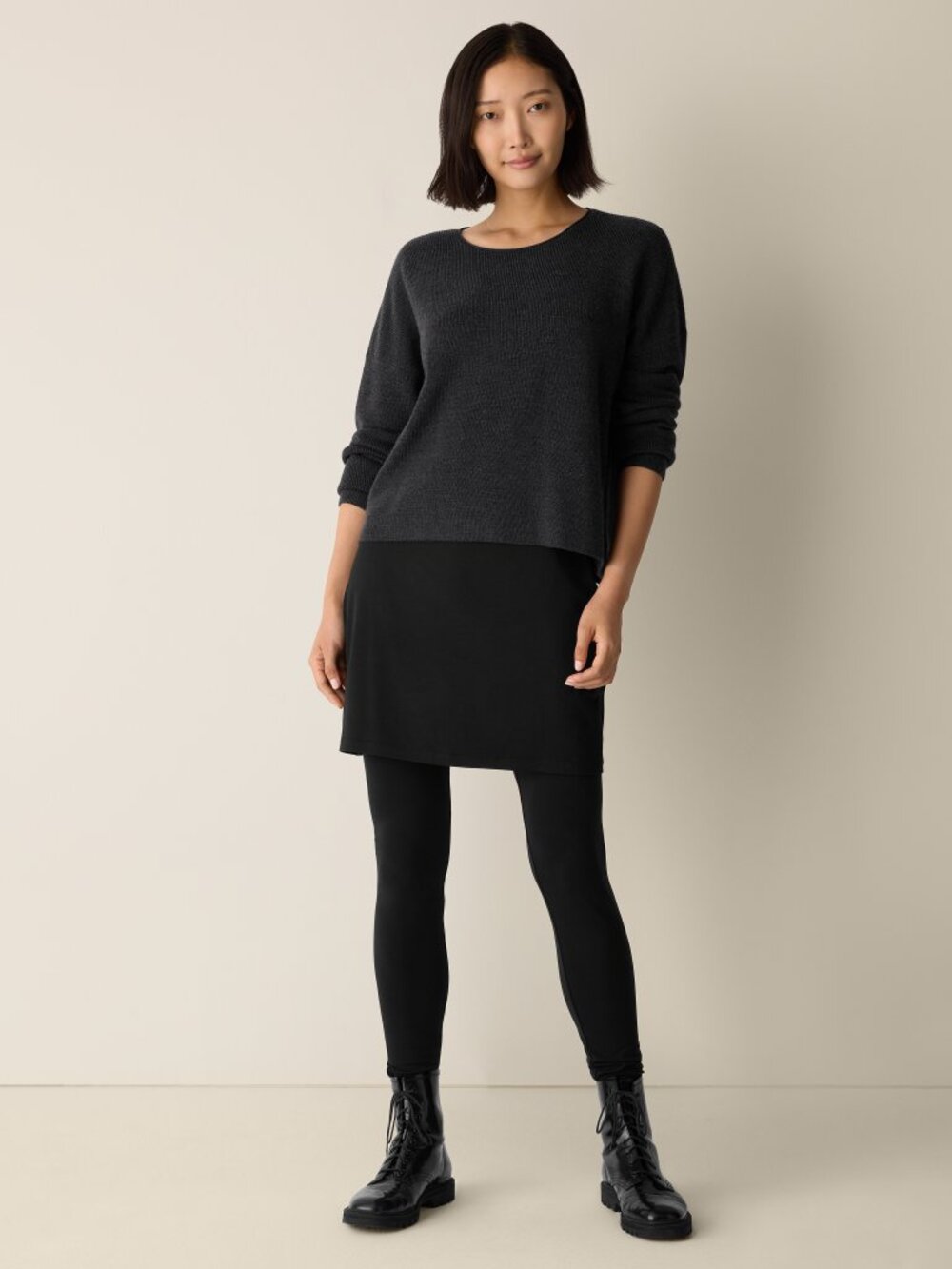 EILEEN FISHER Stretch Jersey Knit Skirted Legging in Black size M
